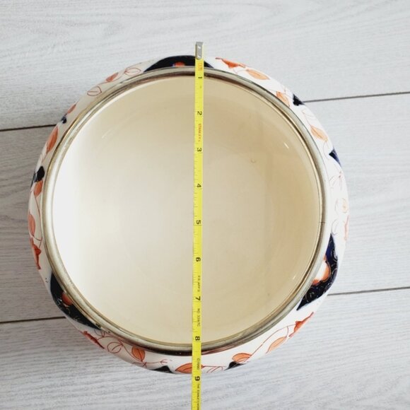 Antique Imari Silver Plated Porcelain Shabby Salad Bowl by HRS & Co England - Picture 6 of 8